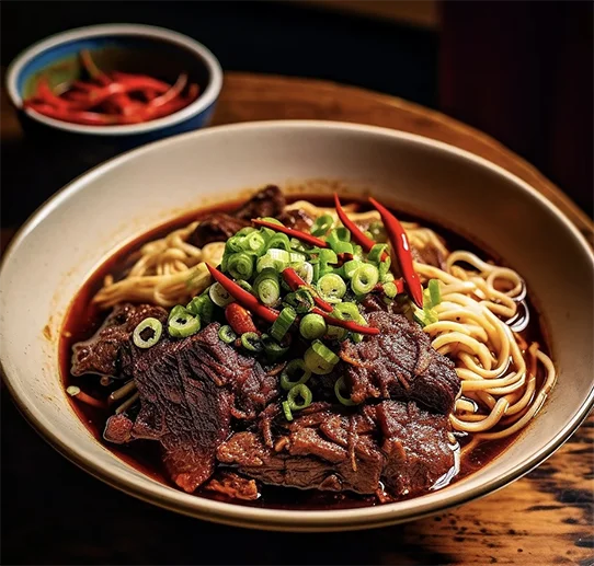 Un plat de nouilles chinoises au boeuf très appétissant