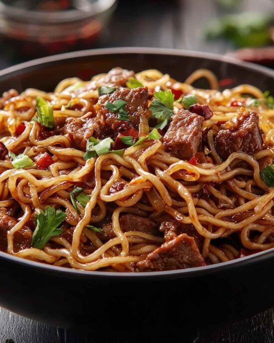 nouilles chinoises au boeuf épicées façon Sichuan